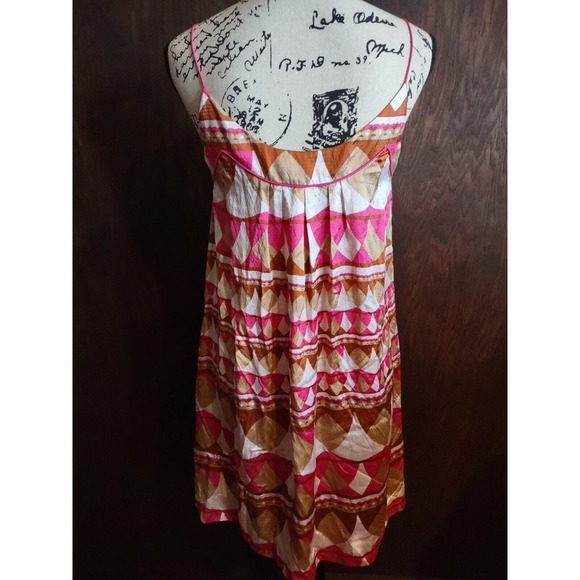 Diane Von Furstenberg Womens Size 4 Slip Sleeveless Mini Dress Pink Brown White - Picture 7 of 8